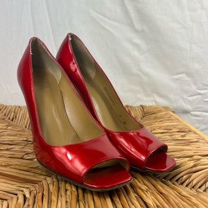 Stuart Weitzman Red Patent‎ Peep-Toe Stiletto Pumps Sz 6